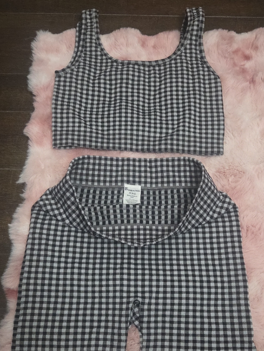 No Boundaries Gingham Athletic Two Piece Set